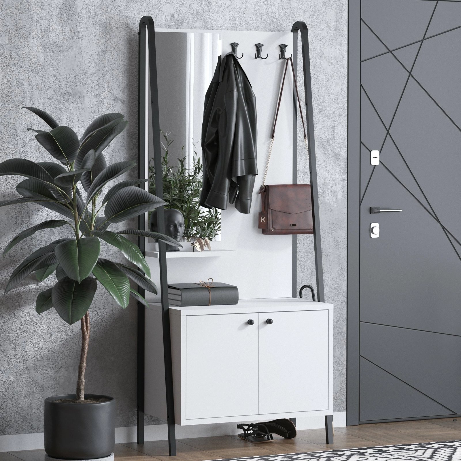 Stendë korridori Hanah Home, Lole, e zezë dhe e bardhë Stendë korridori Hanah Home, Lole, e zezë dhe e bardhë