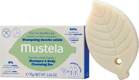 Shampon solid dhe sapun trupi unisex Mustela Organic Mustela Shower Shampoo Solid 75g