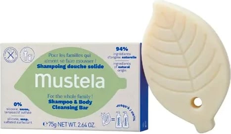 Shampon solid dhe sapun trupi unisex Mustela Organic Mustela Shower Shampoo Solid 75g