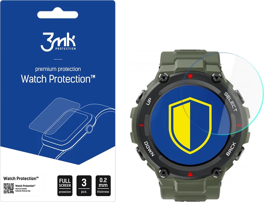 Xham mbrojtës hibrid për smartwatch 3mk Protection, Xiaomi Amazfit T-Rex 1.3, 3 copë, 0.2 mm