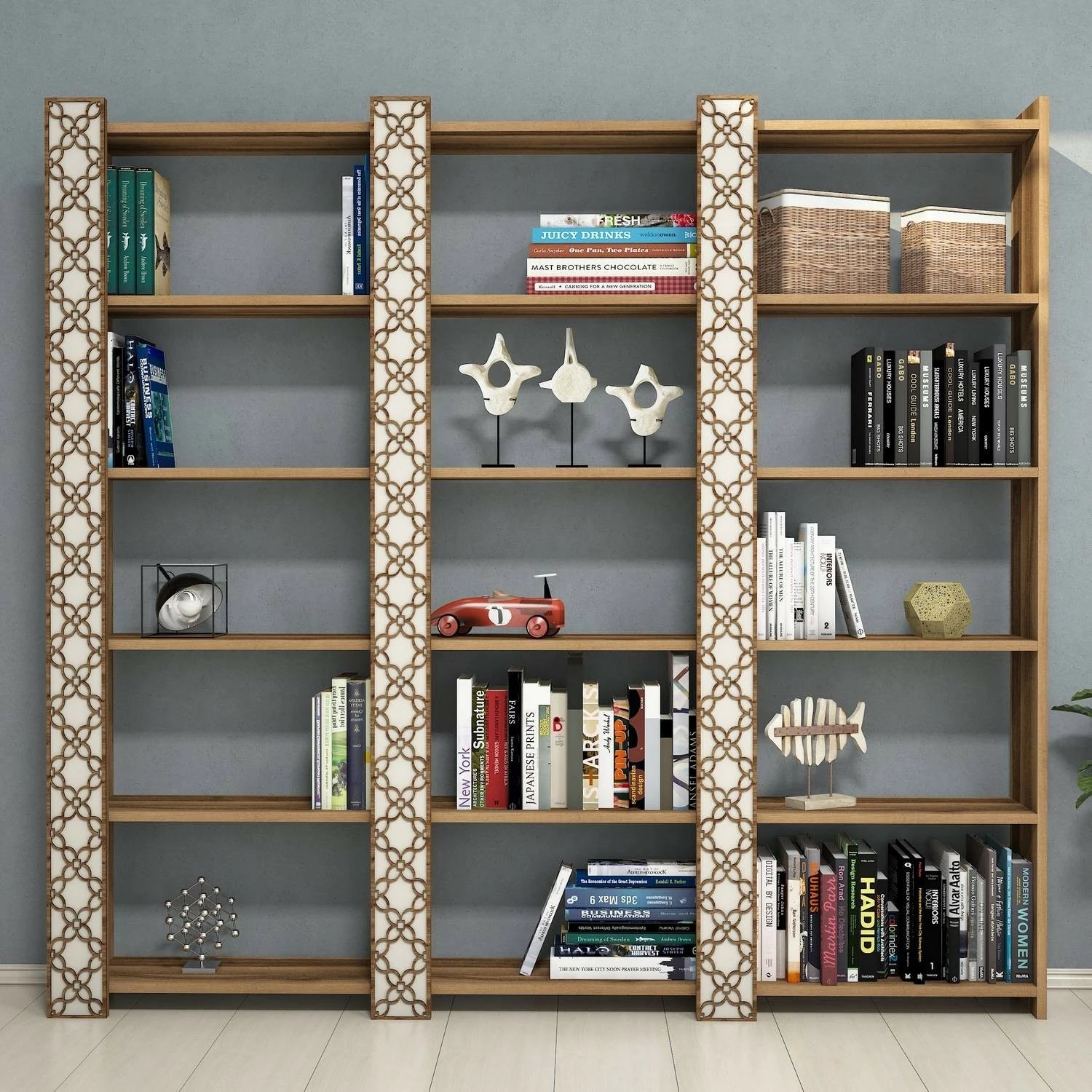 Raft librash Hanah Home, City 3, ngjyrë arre dhe krem