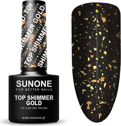 Top Coat për thonj Sunone Shimmer Gold Hybrid Top 5g