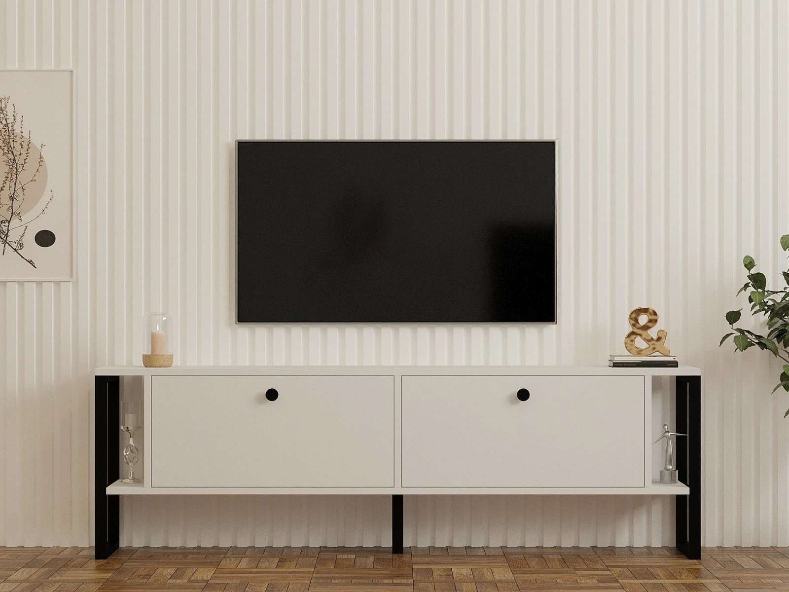 Komodë TV Skye Decor, ahu-bardhë