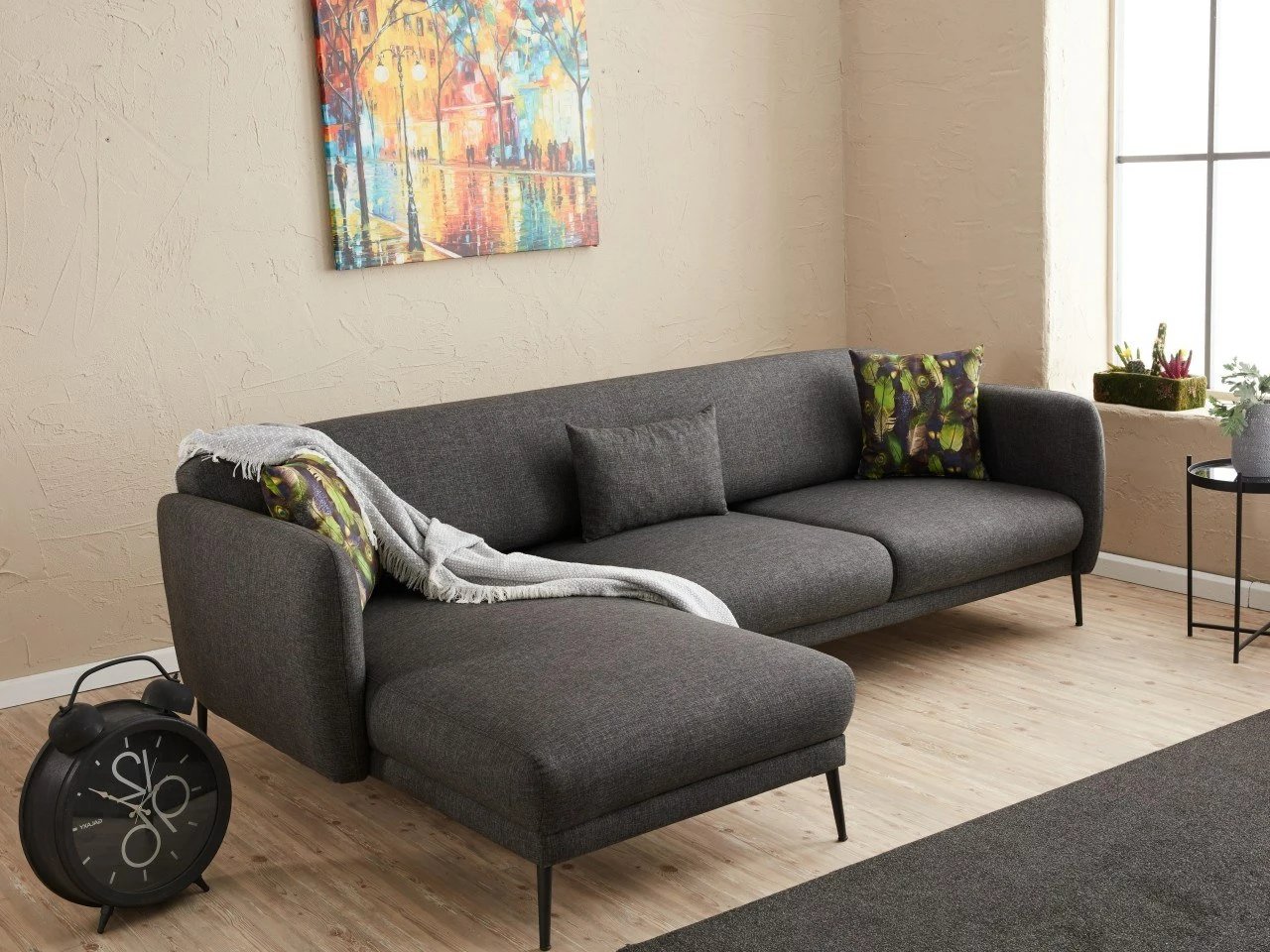 Kënd divan-krevat Venus L, ngjyrë antracit, Atelier del Sofa