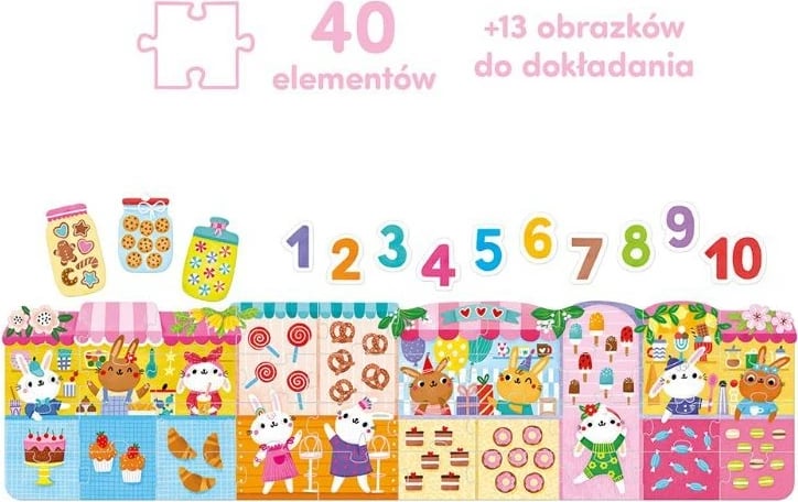 Puzzle edukativ CzuCzu Number Bunnies, 40 pjesë, për fëmijë, shumëngjyrësh