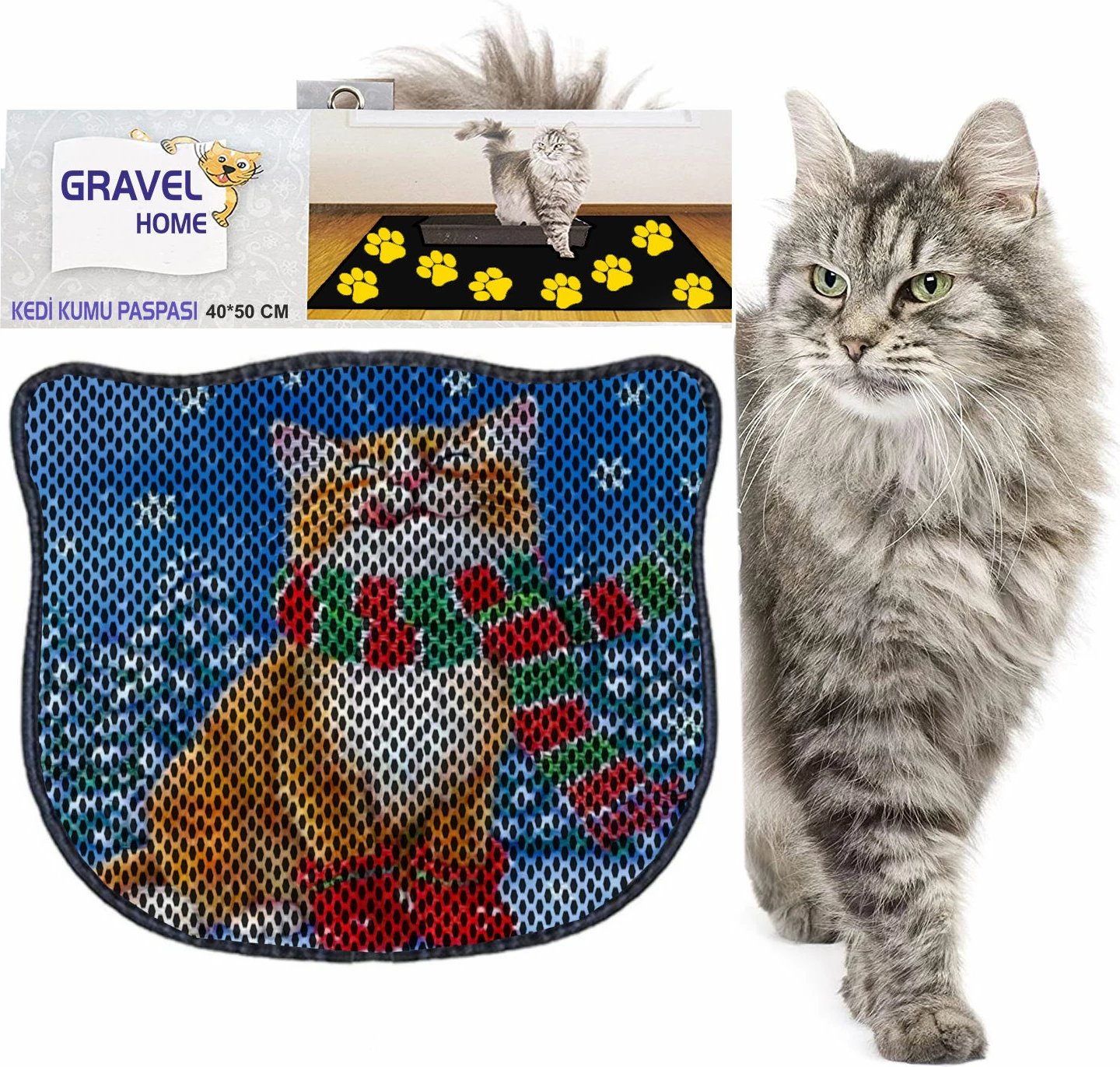 Tapet për rërë mace, shumëngjyrësh, Paws & Whiskers, Kdkafa0176, 40x50cm