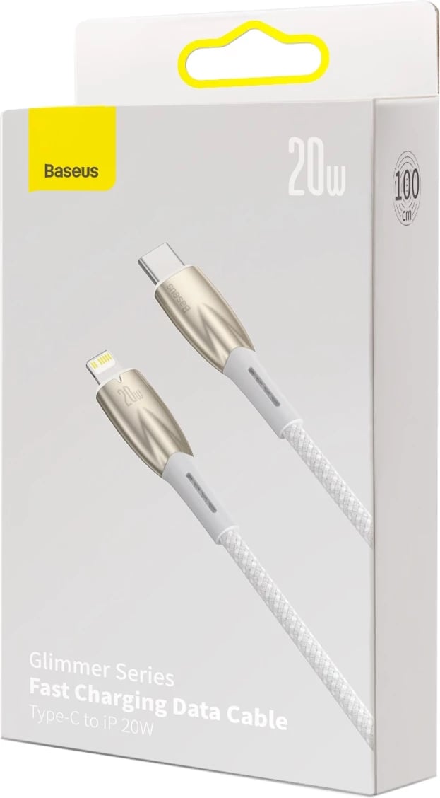 Kabllo Baseus CADH000002 Lightning-USB-C, 1m, 20W, e bardhë