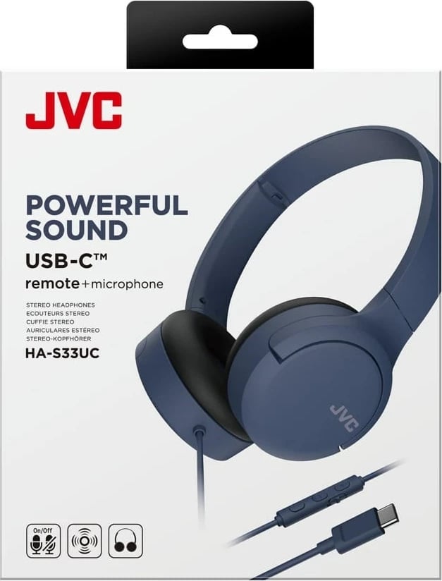 Kufje JVC HA-S33UCAU me kabllo, USB Type-C, Blu