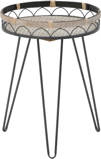 Tavolinë kafeje Erzmo Inart, metal-dru, natyrale-e zezë, D40x56cm