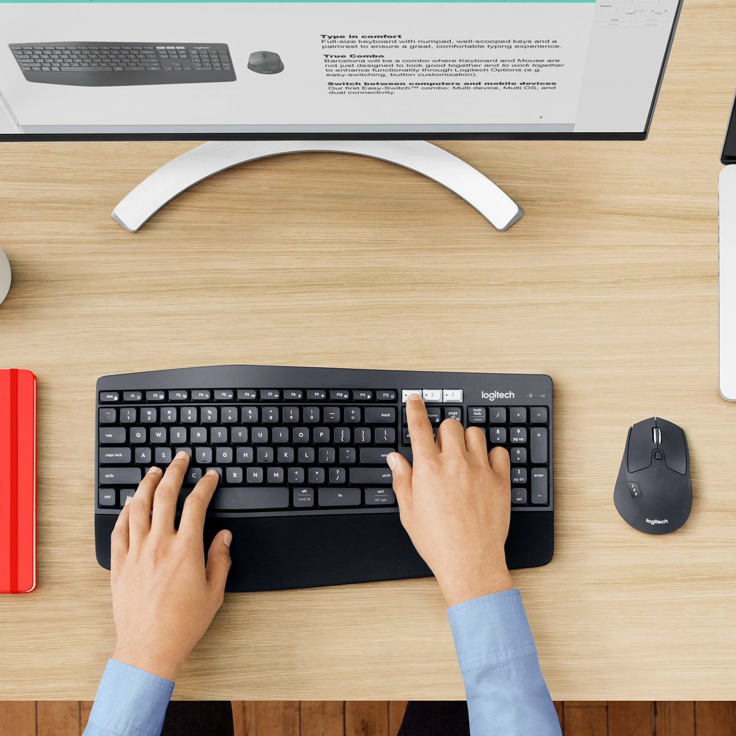 Tastierë dhe maus Logitech MK850 Performance, Full-size (100%), Wireless, RF Wireless + Bluetooth, QWERTZ, E zezë
