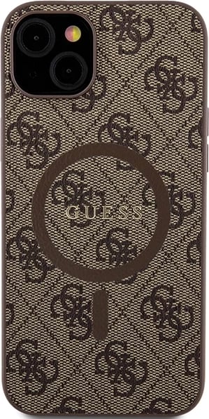 Mbështjellës Guess 4G Collection Leather Metal Logo MagSafe për iPhone 13/14/15, Kafe Mbështjellës Guess 4G Collection Leather Metal Logo MagSafe për iPhone 13/14/15, Kafe