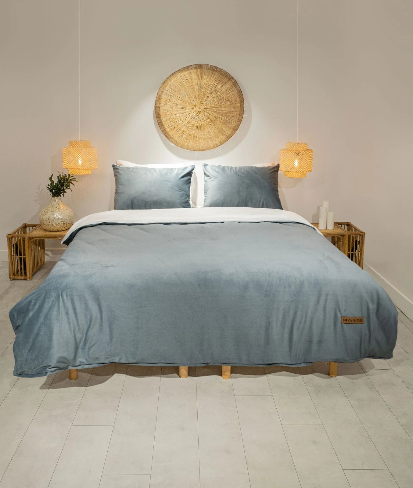 Set mbulesë për jorgan dopio, Linda, ngjyrë kaltër e errët