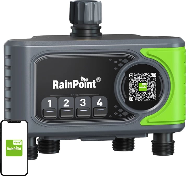 Kontrollues ujitje RainPoint HTV405FRF me WiFi, 4 zona, i zi/gjelbër