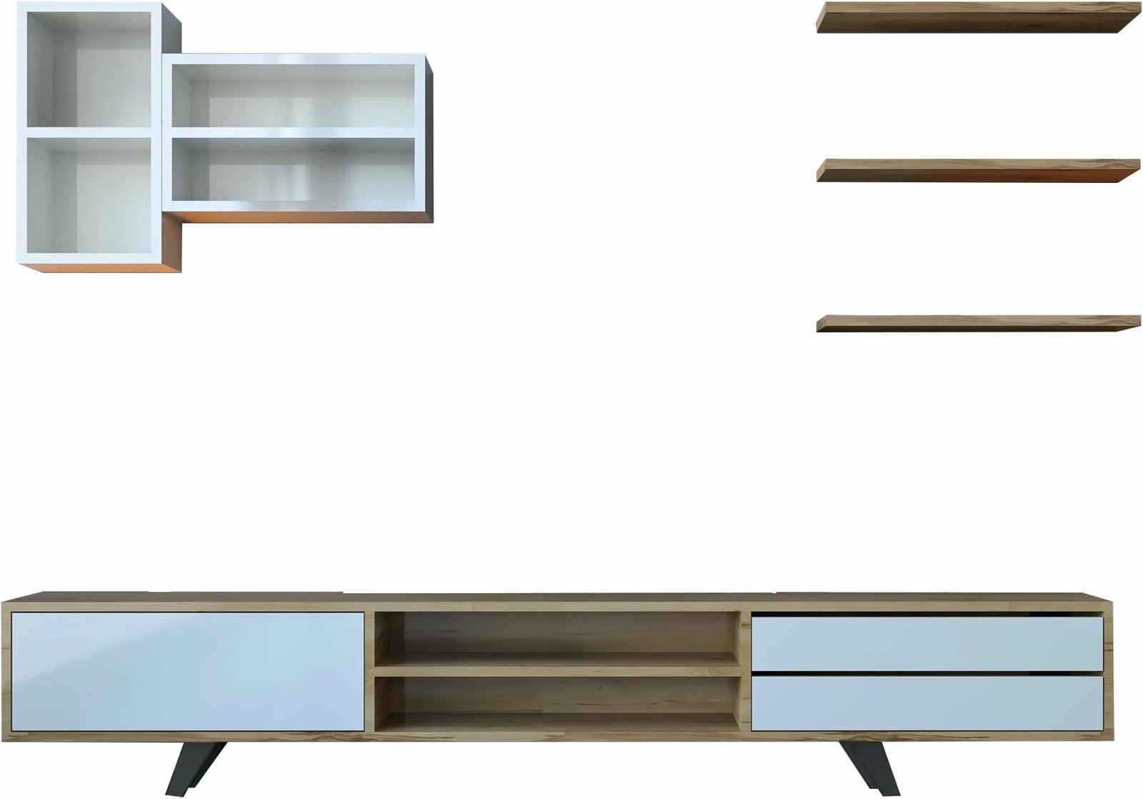 Komodë TV Skye Decor, Rb-065, e bardhë dhe lis, 180x45x40cm