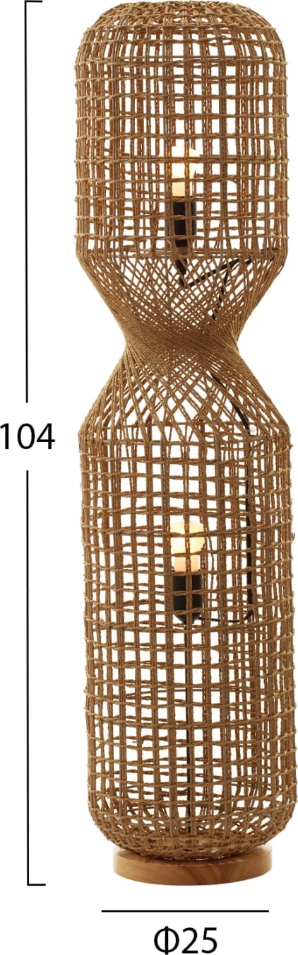 Llambë dyshemeje FH4358 metal-letër litar ngjyrë kafe - 2 llamba Φ25x102Hcm