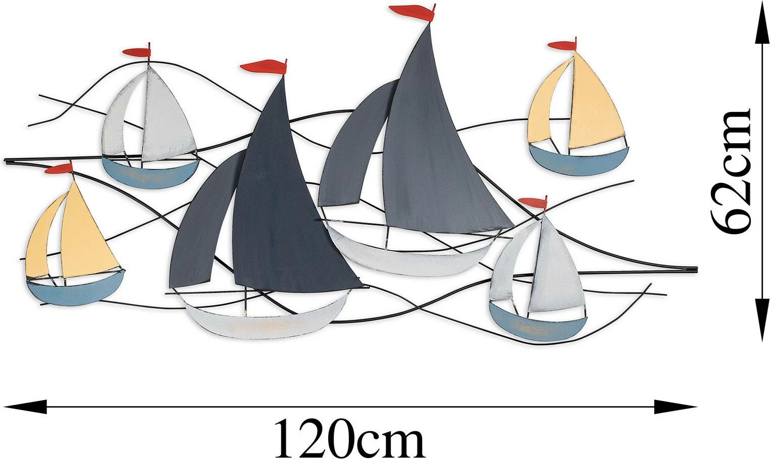 Aksesor dekorativ metalik për mur Wallity, Hizir, shumëngjyrësh, 123x60cm