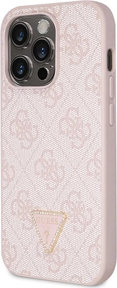 Mbështjellës Guess Crossbody 4G Metal Logo për iPhone 14 Pro, Rozë