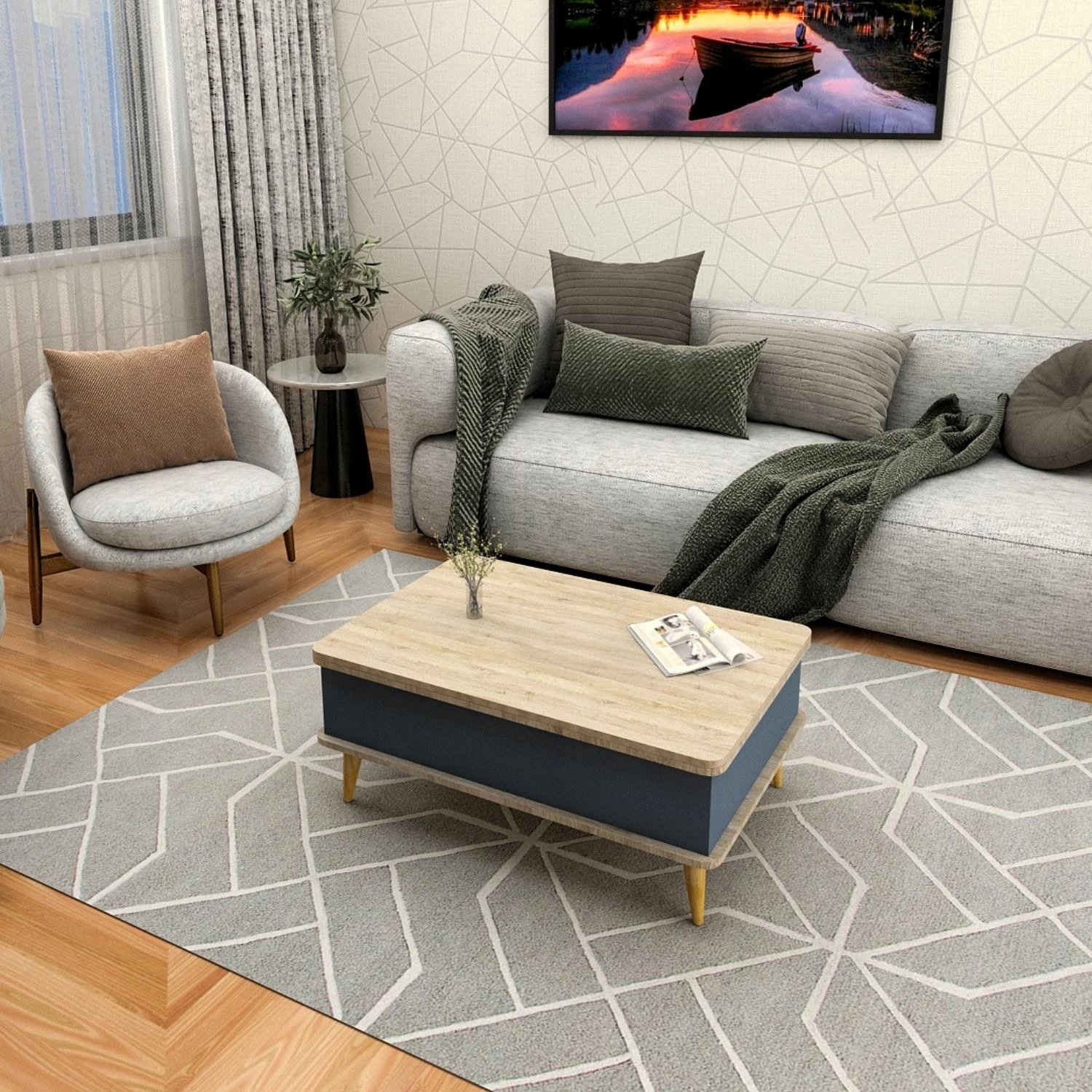 Tavolinë kafeje Skye Decor, Dy Ada, Alaska-Antracit