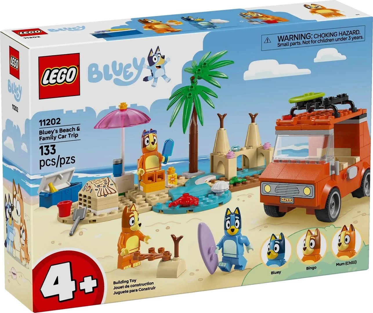 Set LEGO Bluey 11202 Bluey's Beach & Family Car Trip, 133 pjesë