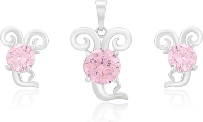 Set - vathë dhe varëse të flakëruara në argjend V2FAR, argjendtë/rozë