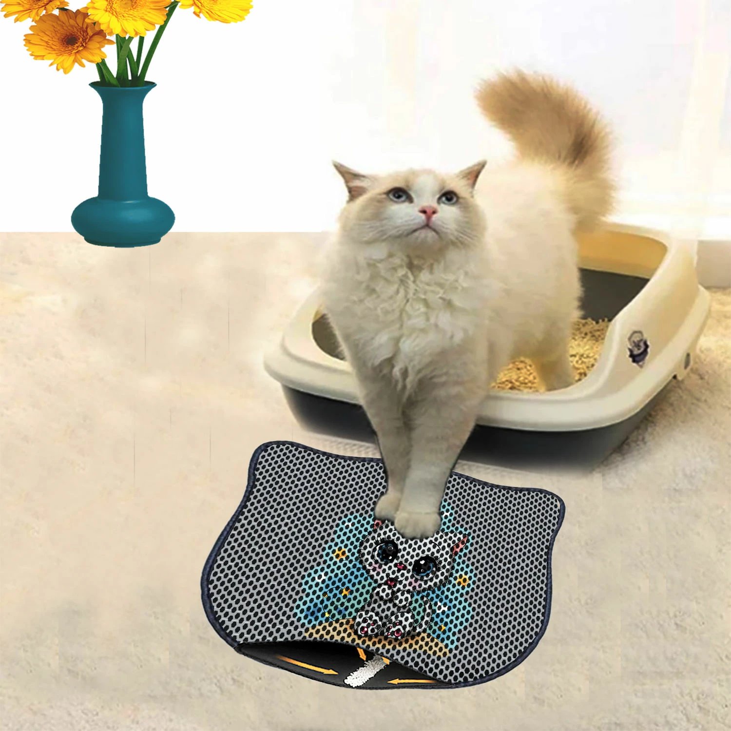 Tapet për rërë mace, shumëngjyrësh, Paws & Whiskers, Kdkafa0036, 40x50cm