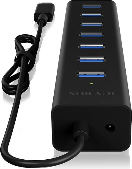 USB hub ICY BOX IB-HUB1700-C3, 7 porta, USB 3.2 Gen 1, Type-C në Type-A, 0.4m, e zezë