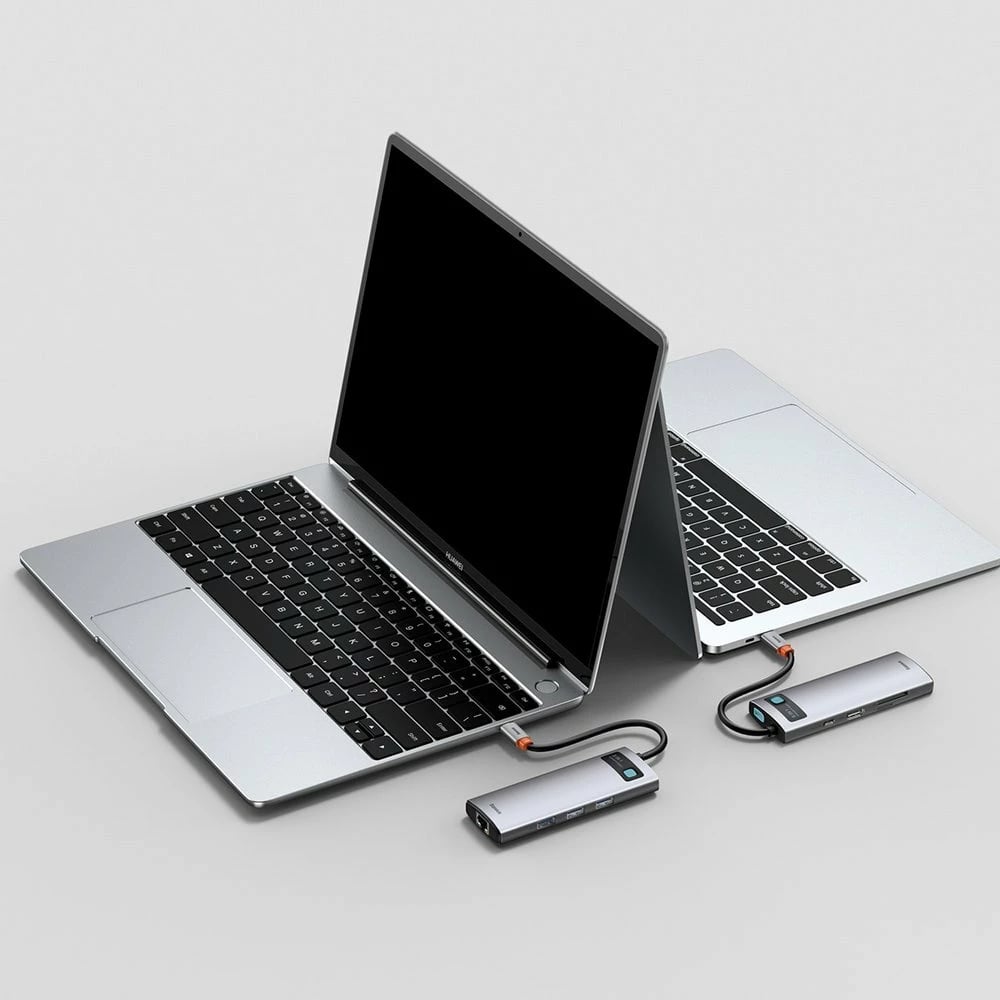 HUB Baseus Metal Gleam 8in1, USB-C, HDMI 4K, RJ45, 100W PD, Gri