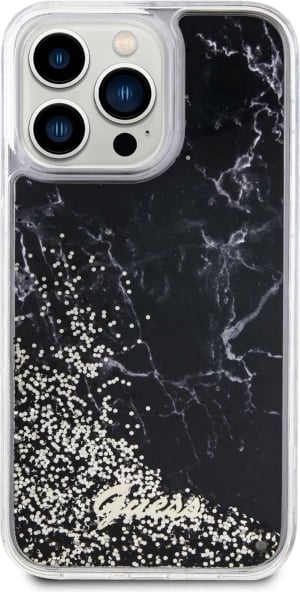 Mbështjellës Guess Liquid Glitter Marble për iPhone 14 Pro Max 6.7", i zi Mbështjellës Guess Liquid Glitter Marble për iPhone 14 Pro Max 6.7", i zi