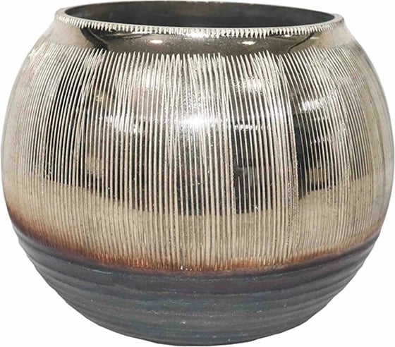 Mbajtës qirinjsh tealight prej qelqi, ngjyrë ari bronzi-gri, 14x14x10cm