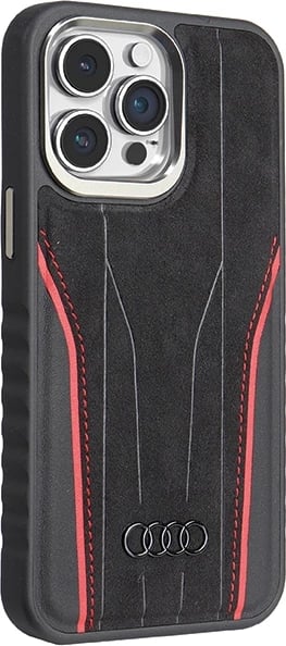 Mbështjellës Audi Genuine Leather me MagSafe për iPhone 15 Pro Max, zi e kuqe