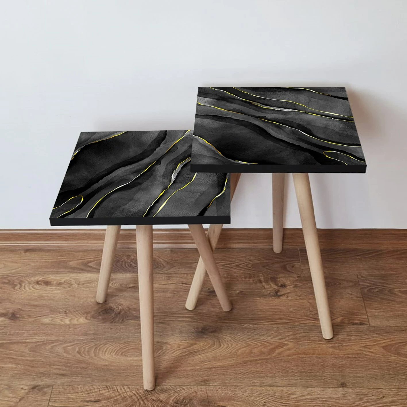 Set tavolinash të mbivendosura Skye Decor, 2 copë, e zezë