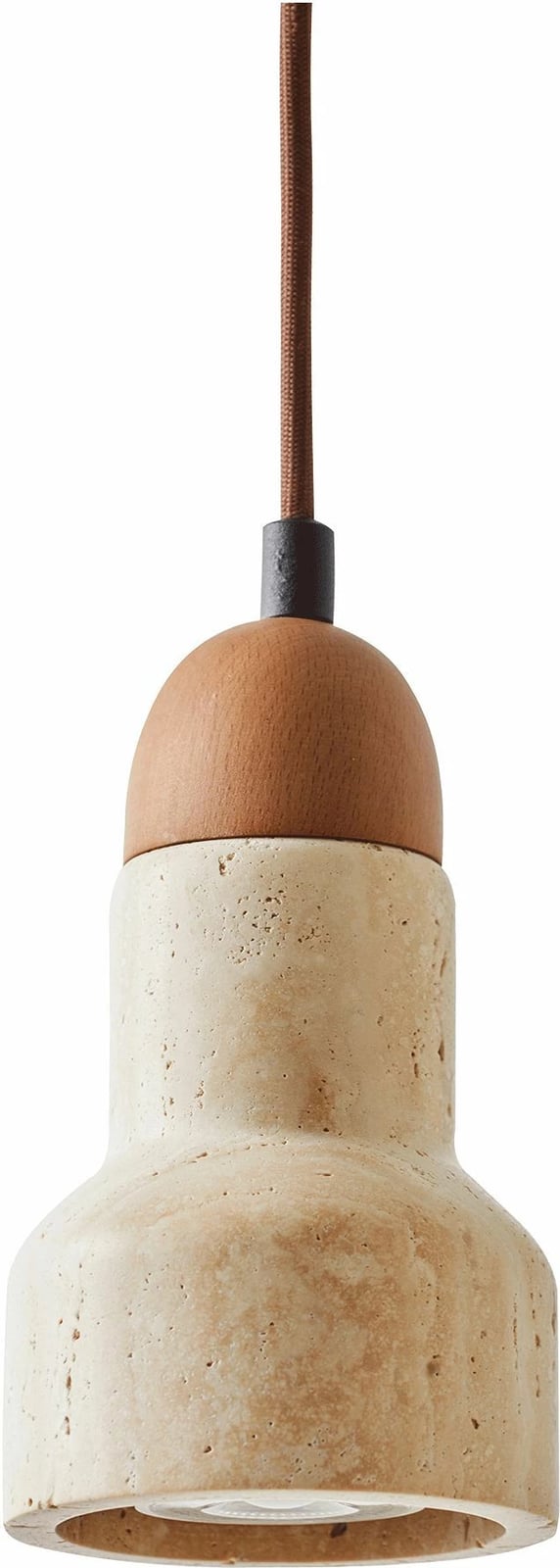 Llambë tavani Opviq Swıs, trup druri, kapak travertin, ngjyrë bezhë dhe lis