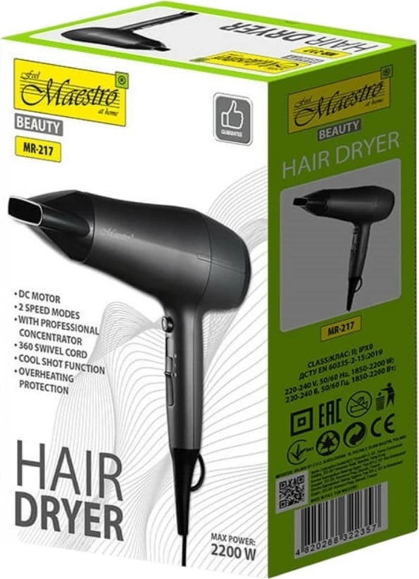 Tharëse flokësh Feel-Maestro MR-217, 2200W, e zezë