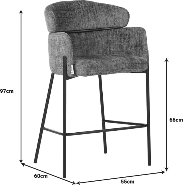 Karrige për bar Tolerse, material stof, këmbë metalike të zeza, bezhë