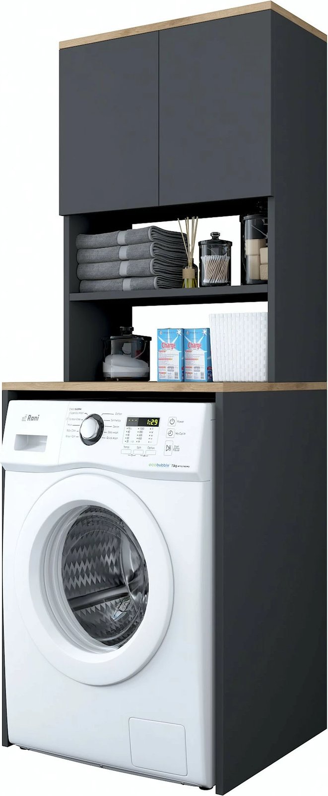 Dollap për lavatriçe, ngjyrë arrë dhe antracit, Hanah Home KD101 - 2674