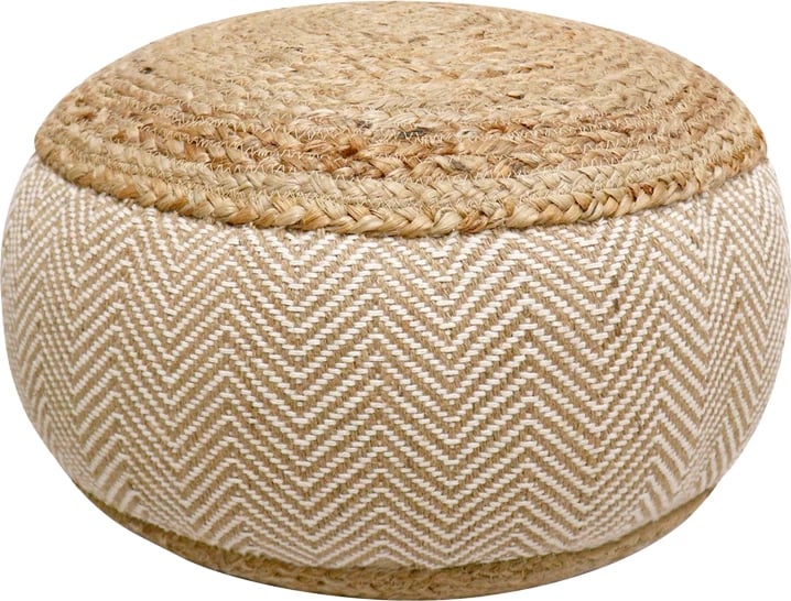 Stol Hipy Inart prej jute, ngjyrë natyrale dhe bezhë, D40x30cm