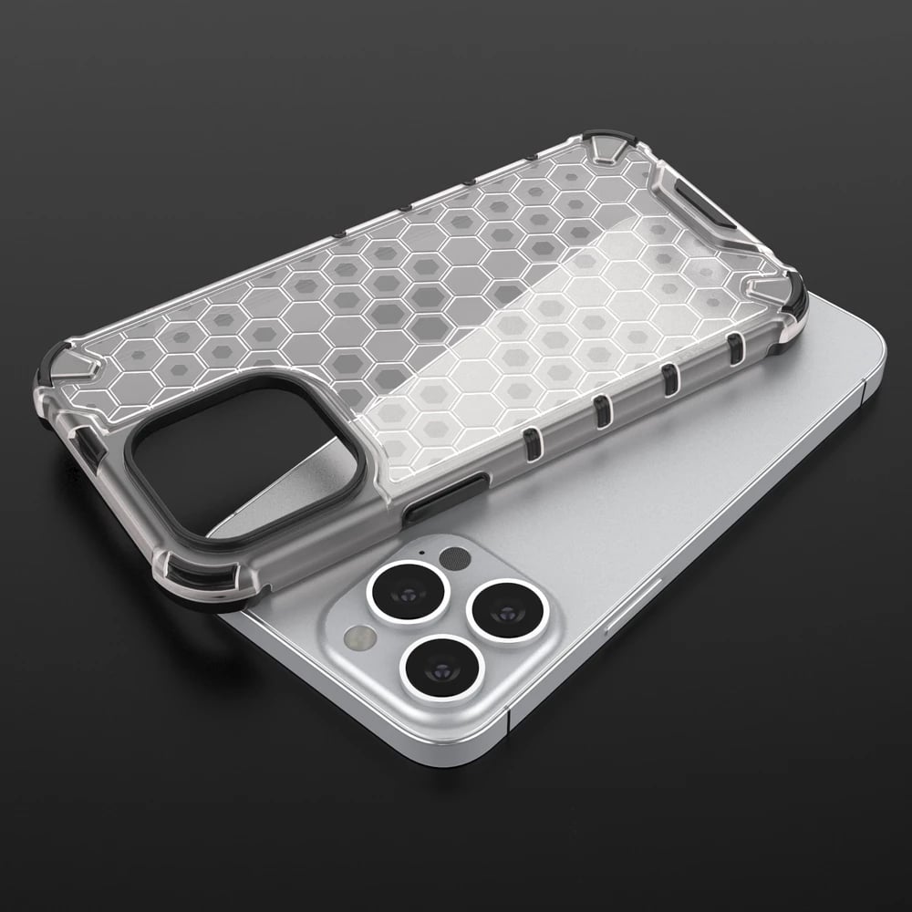 Mbështjellës Hurtel Honeycomb për iPhone 13 Pro, transparent