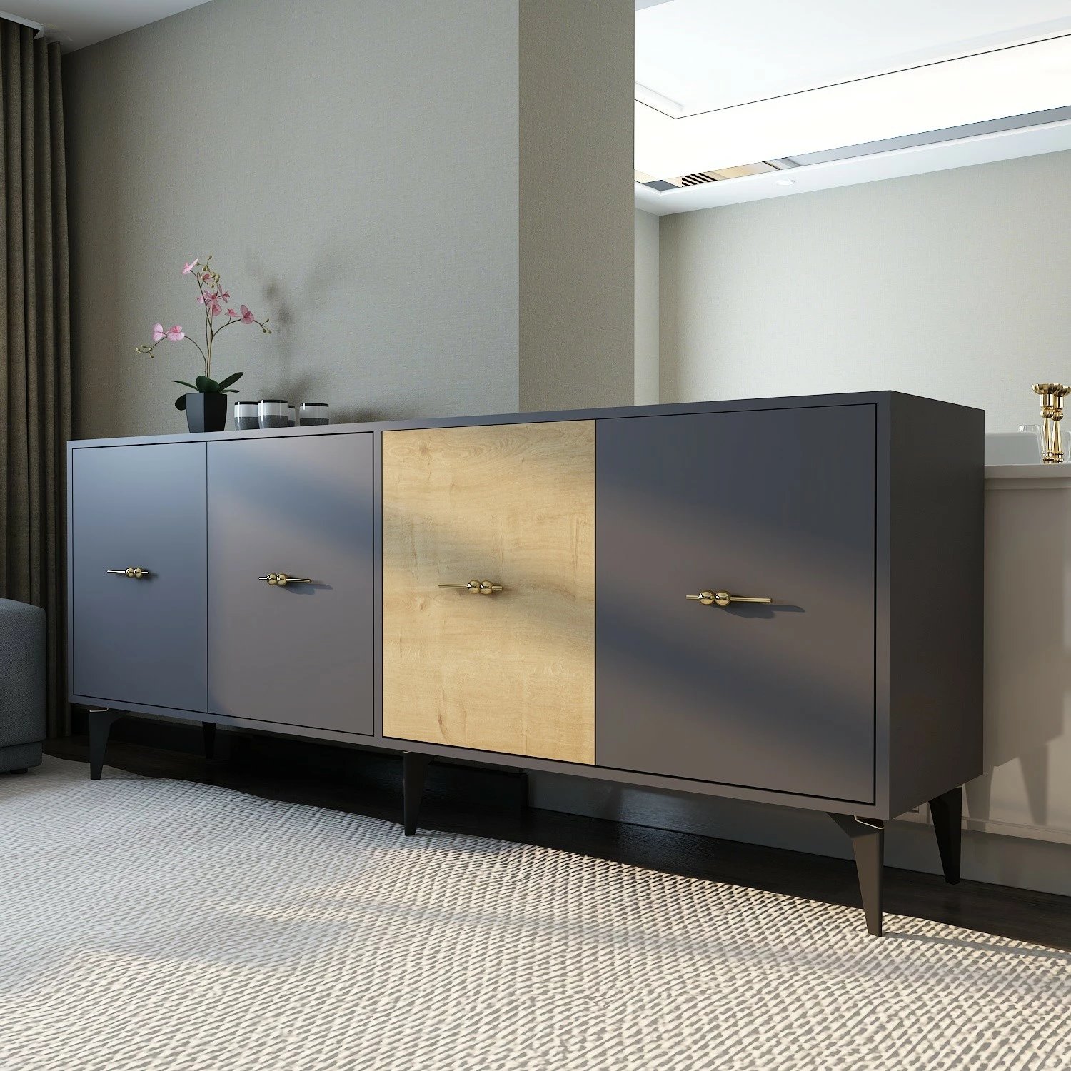 Konsol Skye Decor, anthracite, sapphire oak