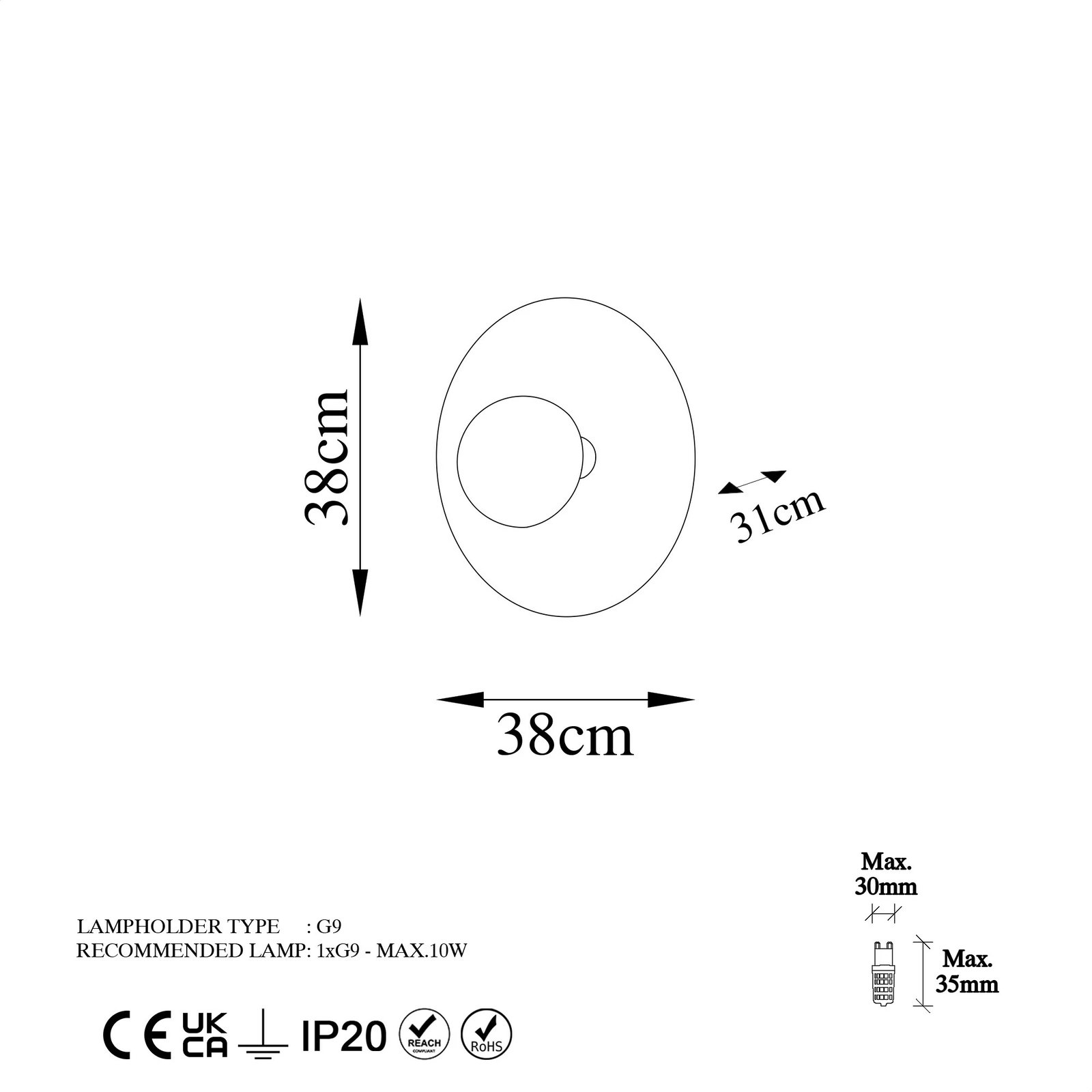 Llambë muri Opviq, ngjyrë bakri, Kurt - 13351