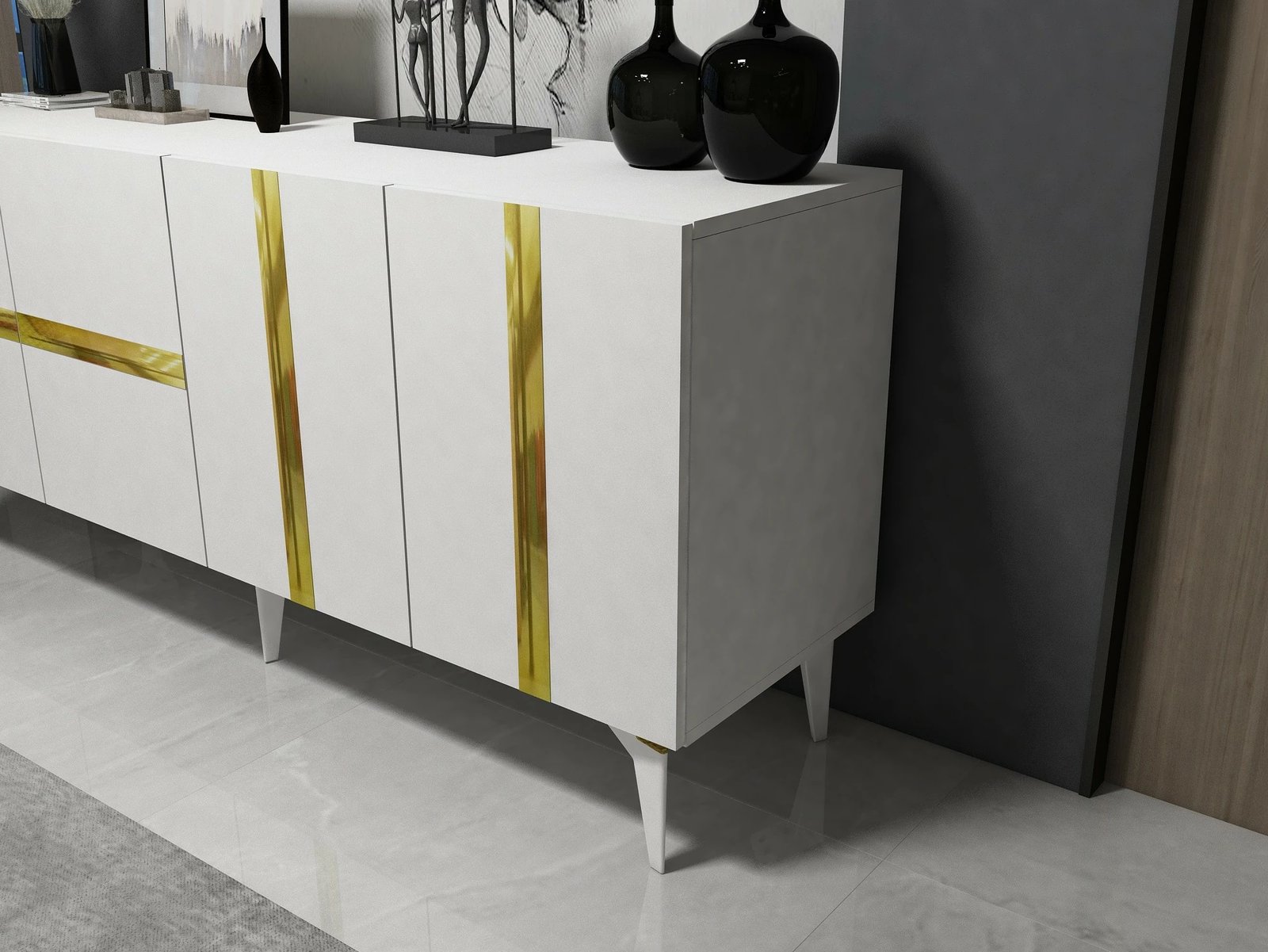 Konsolë Hanah Home, Vania, e bardhë dhe ari