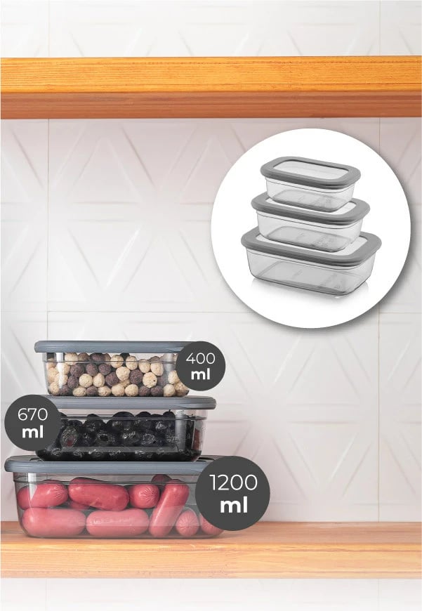 Set kuti për ruajtje (3 copë), ngjyrë antracit, BNMPOLYAR03-46712