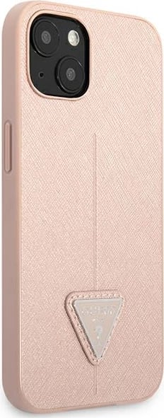 Mbështjellës Guess GUHCP13SPSATLP për iPhone 13 mini 5.4", Saffiano Triangle, Rozë