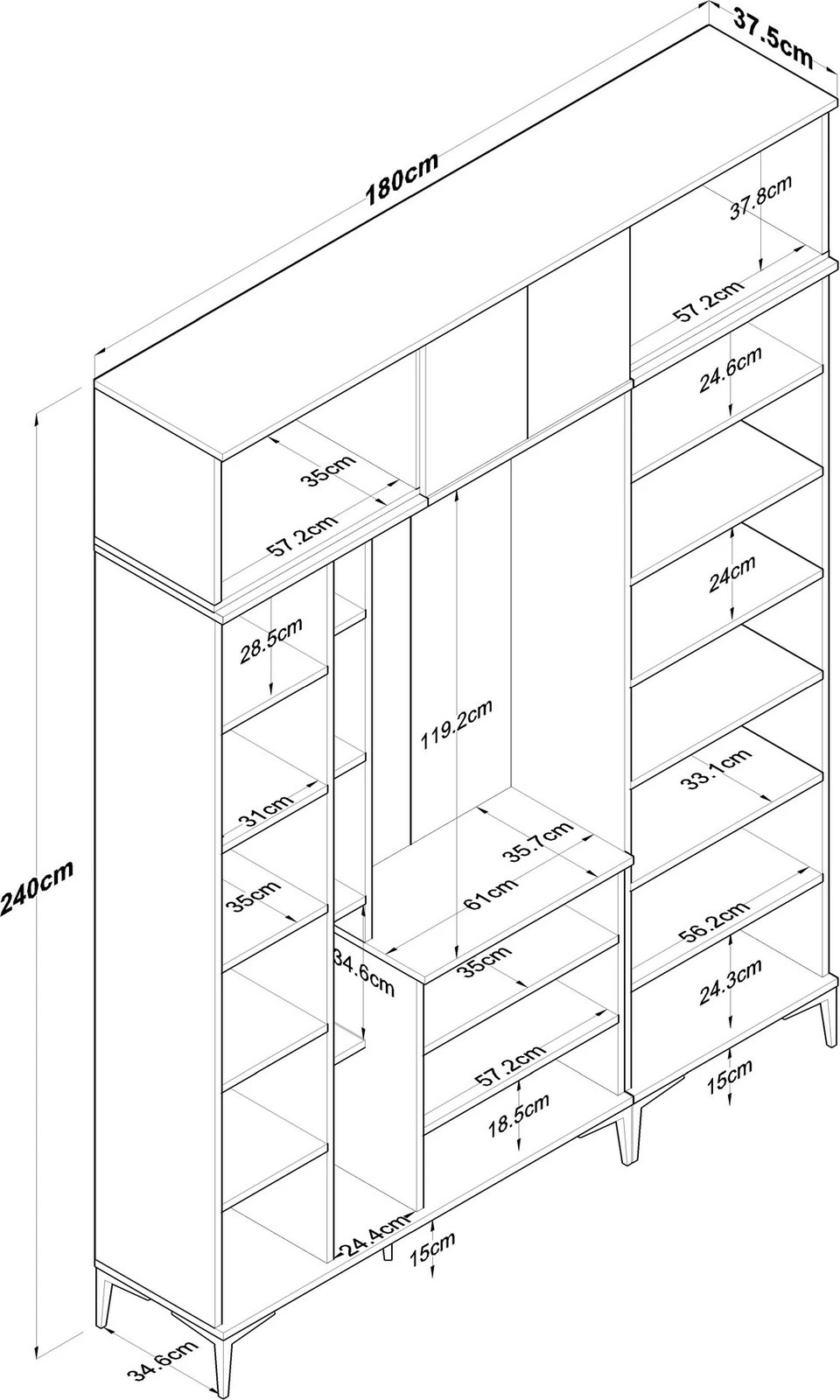 Stendë korridori Skye Decor, ngjyrë arrë dhe e bardhë, EA128 - 2795