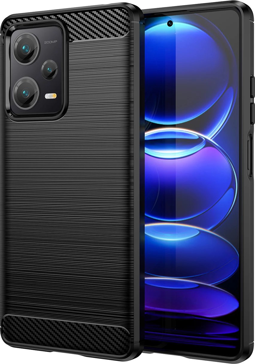 Mbështjellës Hurtel Carbon Case për Xiaomi Redmi Note 12 Pro+, TPU, i zi