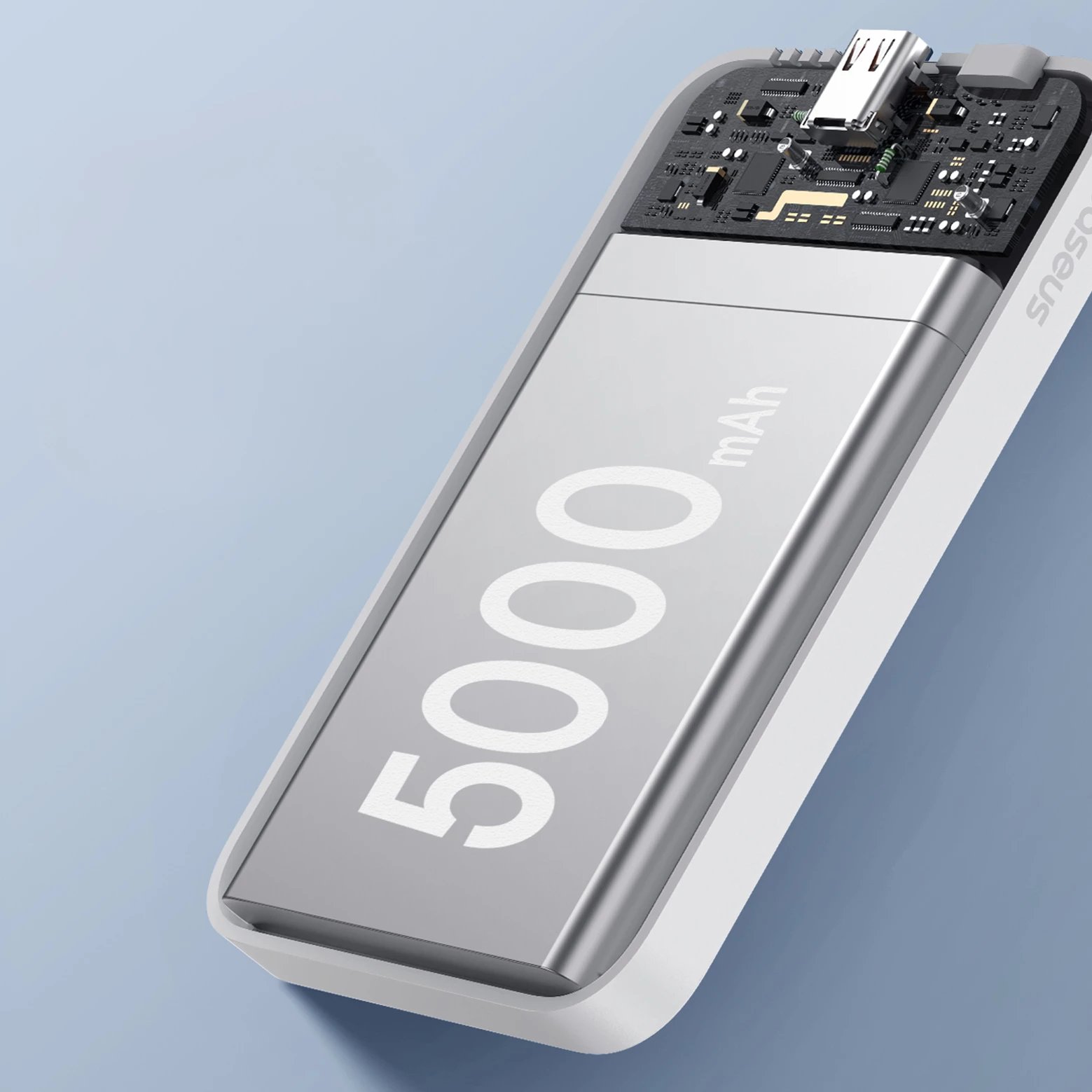 Power bank Baseus Magnetic Mini 5000mAh, 20W, me kabllo USB-C, Bardhë