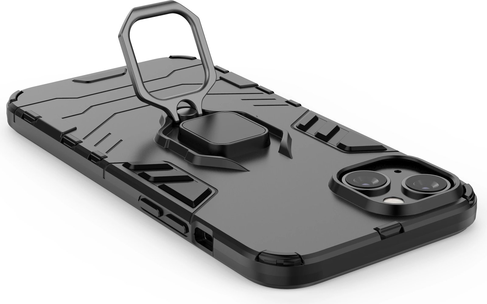 Mbështjellës Hurtel Ring Armor për iPhone 14 Plus, me unazë, i zi