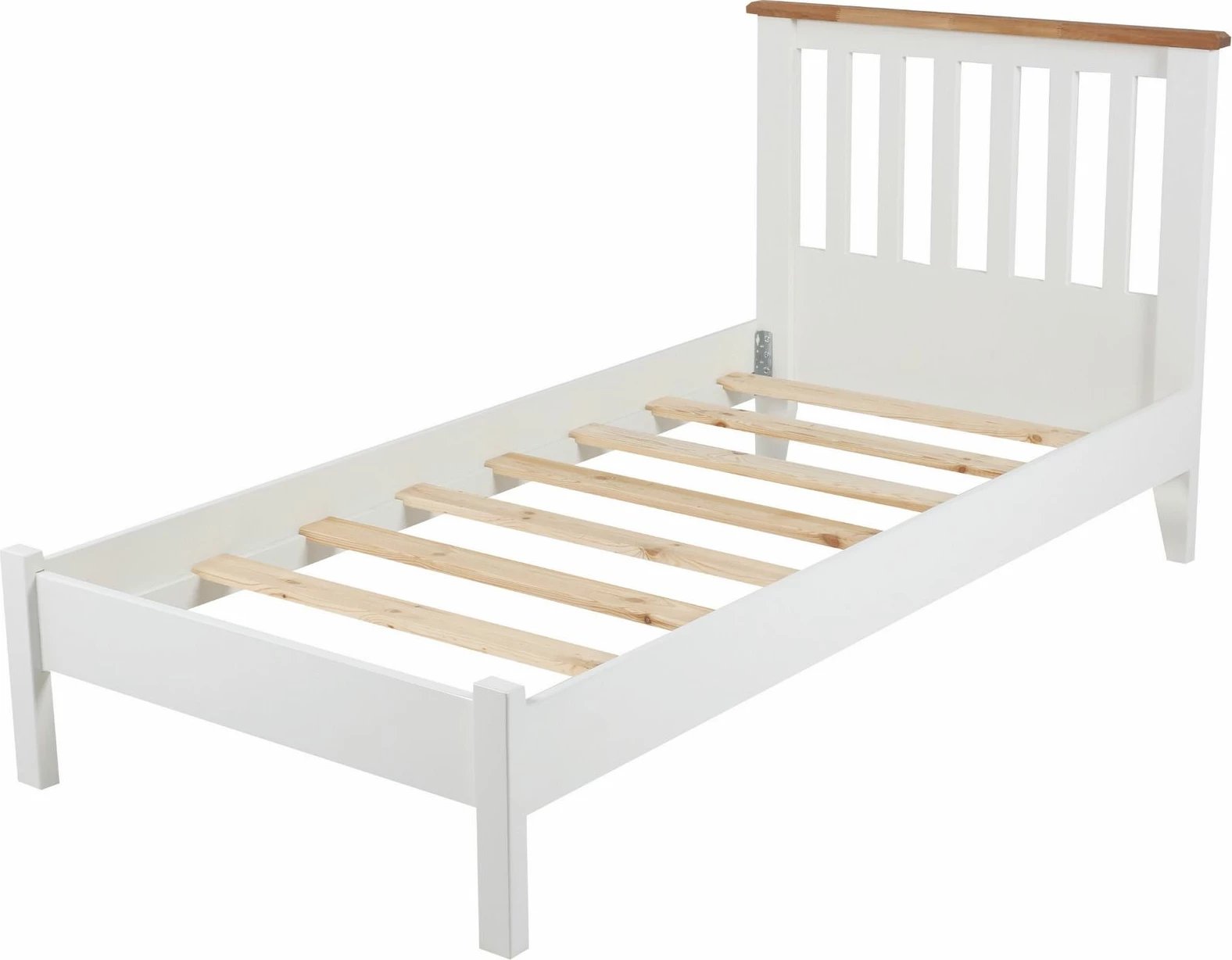 Krevat teke Hanah Home, Fidan Modern Country, 90x200, ngjyrë e bardhë dhe lis