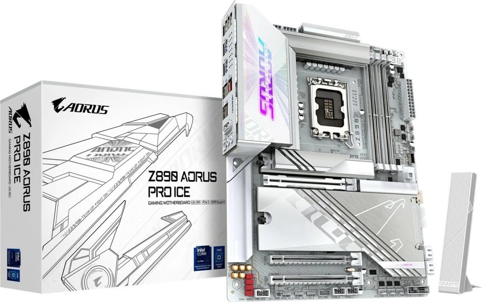 Pllakë amë Gigabyte Z890 AORUS PRO ICE, ATX, DDR5, LGA1851, e bardhë
