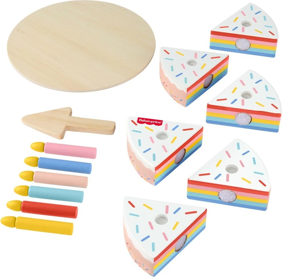 Set lodër tortë druri Fisher Price JGR82, shumëngjyrëshe, 14 pjesë