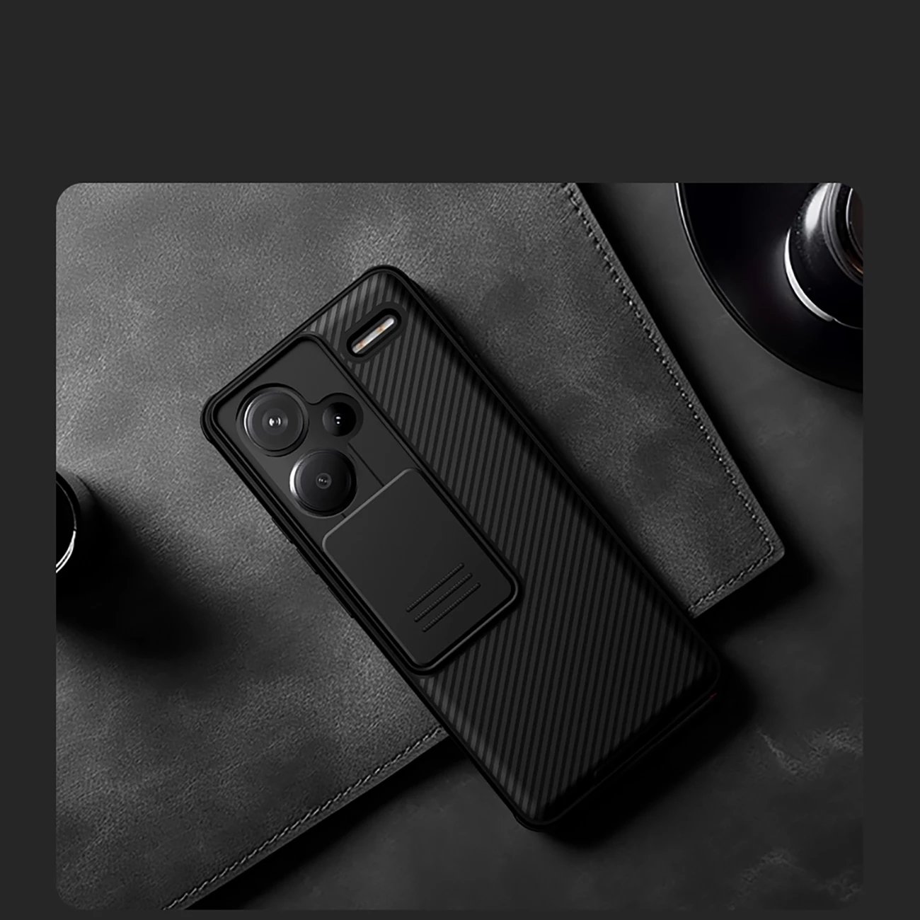 Mbështjellës Nillkin CamShield Pro për Xiaomi Redmi Note 13 Pro+ 5G, i zi